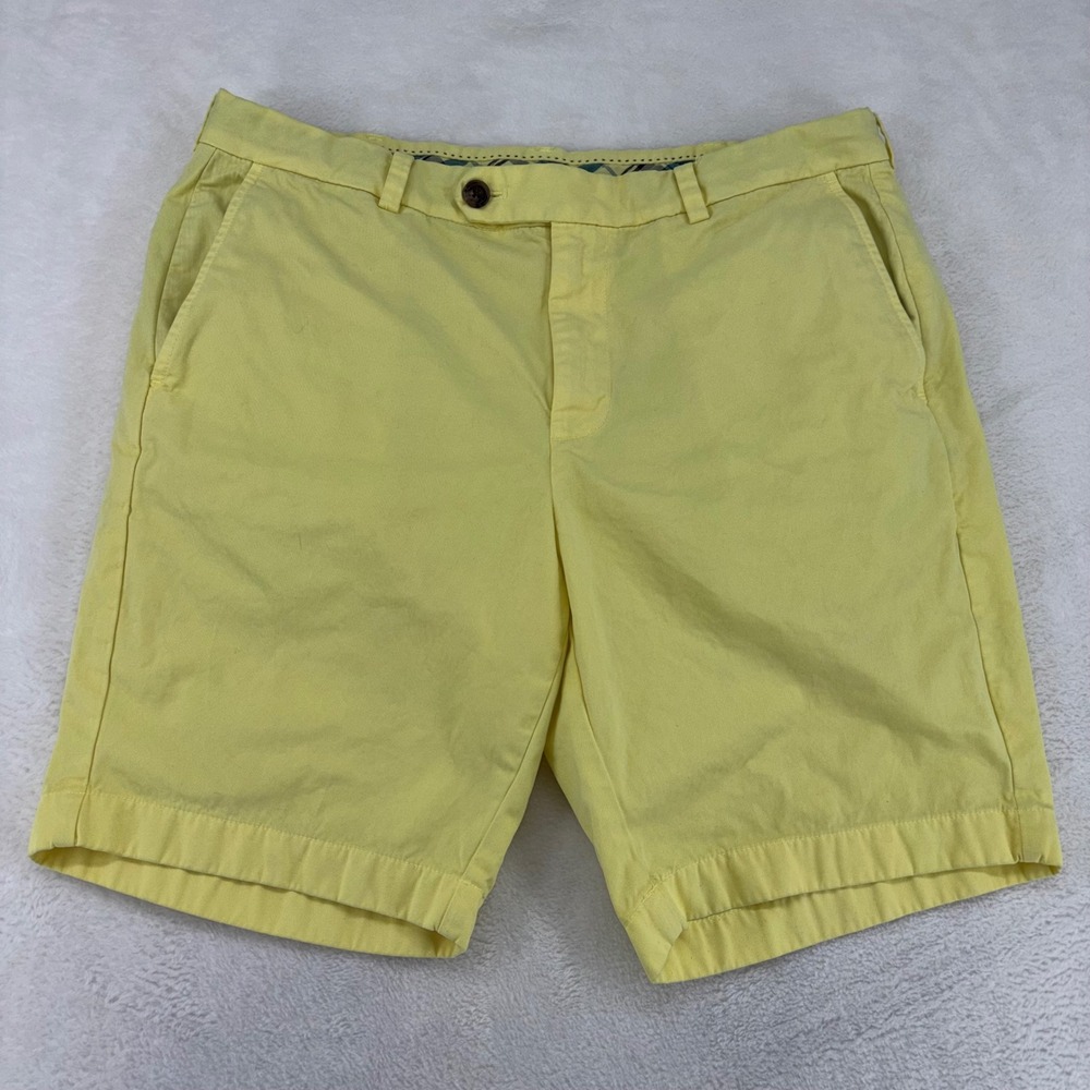 Brooks Brothers Mens Yellow Bermuda Shorts 100% Cotton Chino Size 36 Preppy Golf